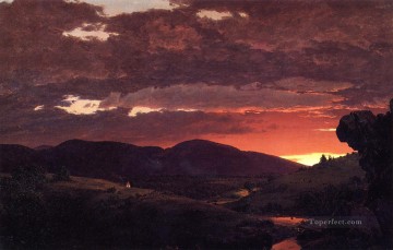  Noche Pintura - Crepúsculo Breve árbitro entre el paisaje diurno y nocturno Iglesia Frederic Edwin del río Hudson